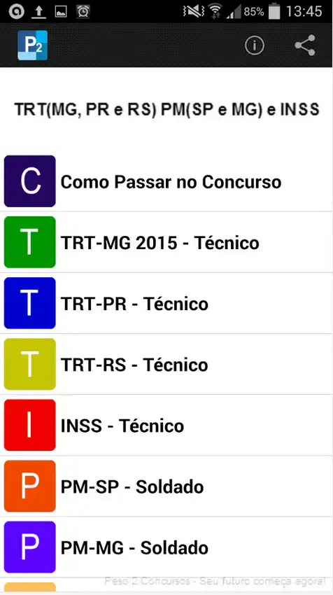 Peso 2 Concursos App - matérias